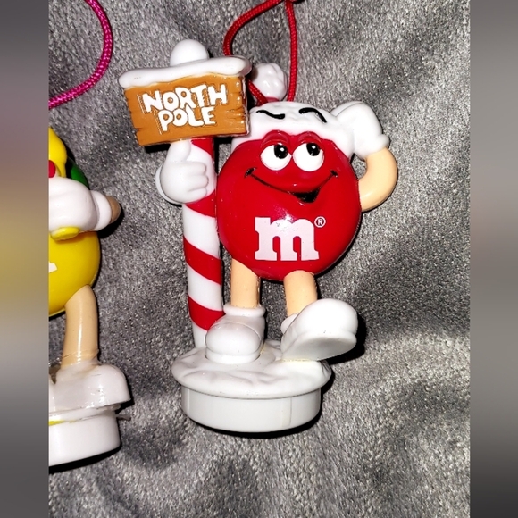 Vintage M&M's Yellow and Red Christmas Ornaments - Picture 3 of 5